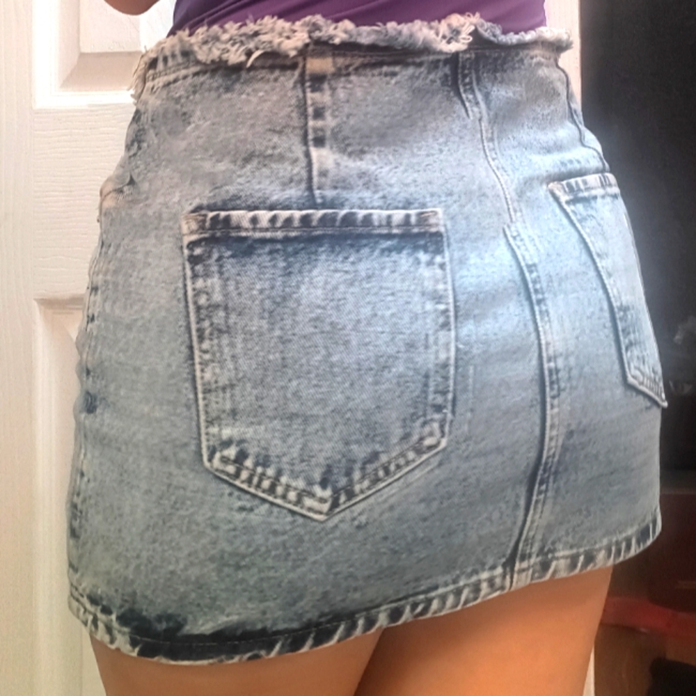 Frayed Denim Skirt